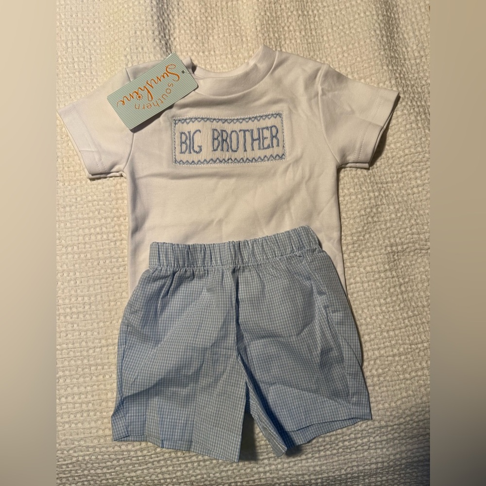 Never worn, new with tags big brother gingham short and shirt set